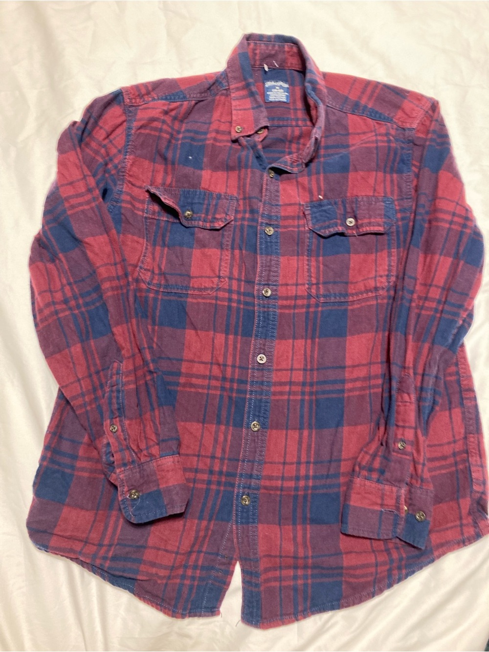 Faded Glory Red and Blue Plaid Button-Down Shirt